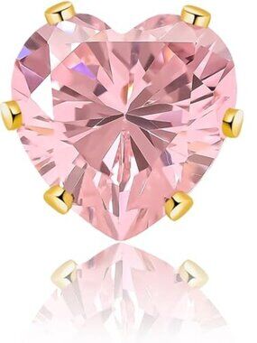 Pink Heart Earrings for‎ Mothers Day 18K Gold Plated